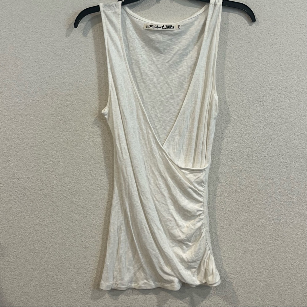 Michael Stars supima and modal blend surplice faux wrap tank top one size